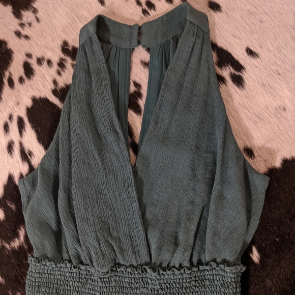 Anthropologie Green Halter Jumpsuit - Picture 5 of 7